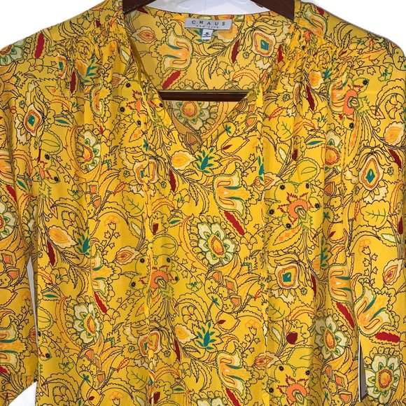 CHAUS New York Yellow Designer Blouse New Size M - Picture 12 of 12